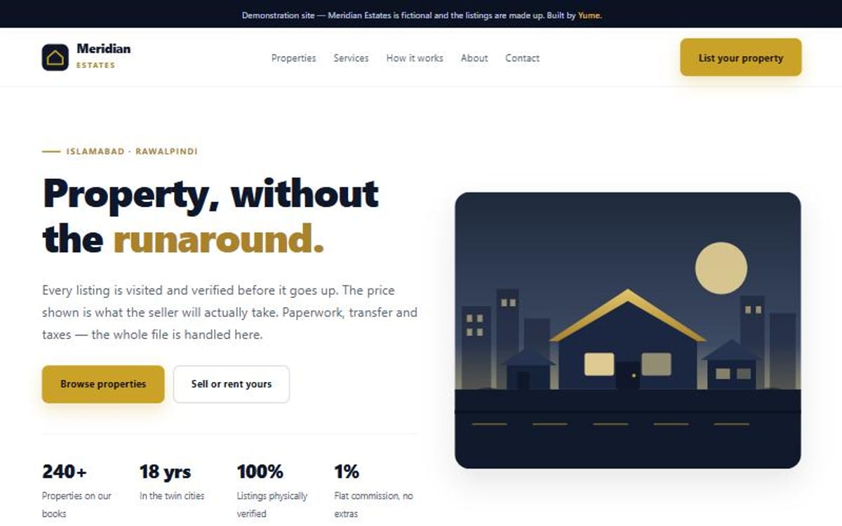 Meridian Estates property website